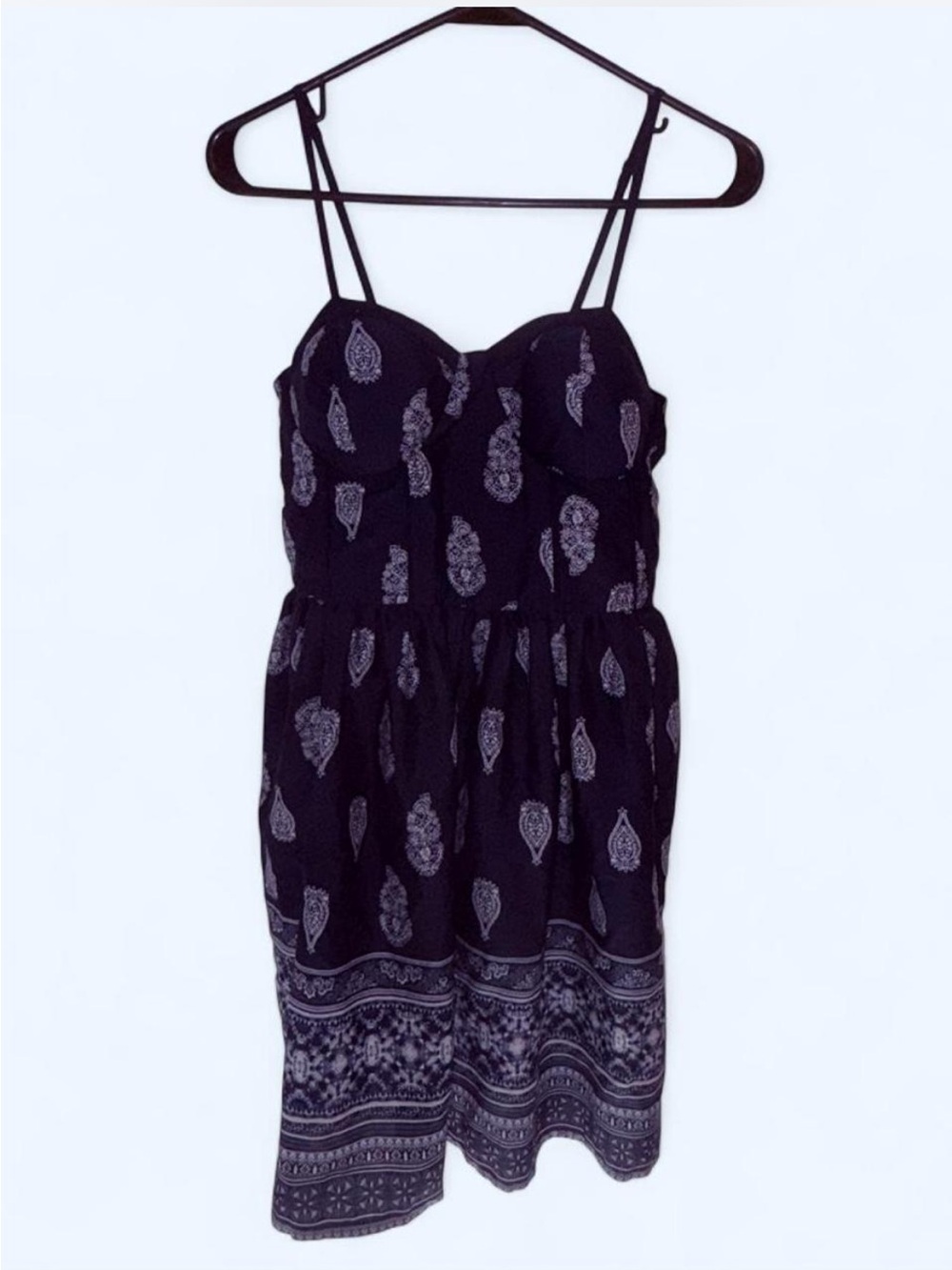 Band of gypsies Navy Paisley Print Spaghetti Strap Mini Dress
